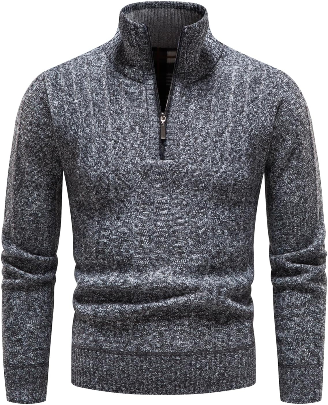 Quarter Zip Sweater Men’s Pullover Sweaters Knit Long Sleeve Sweater Mens