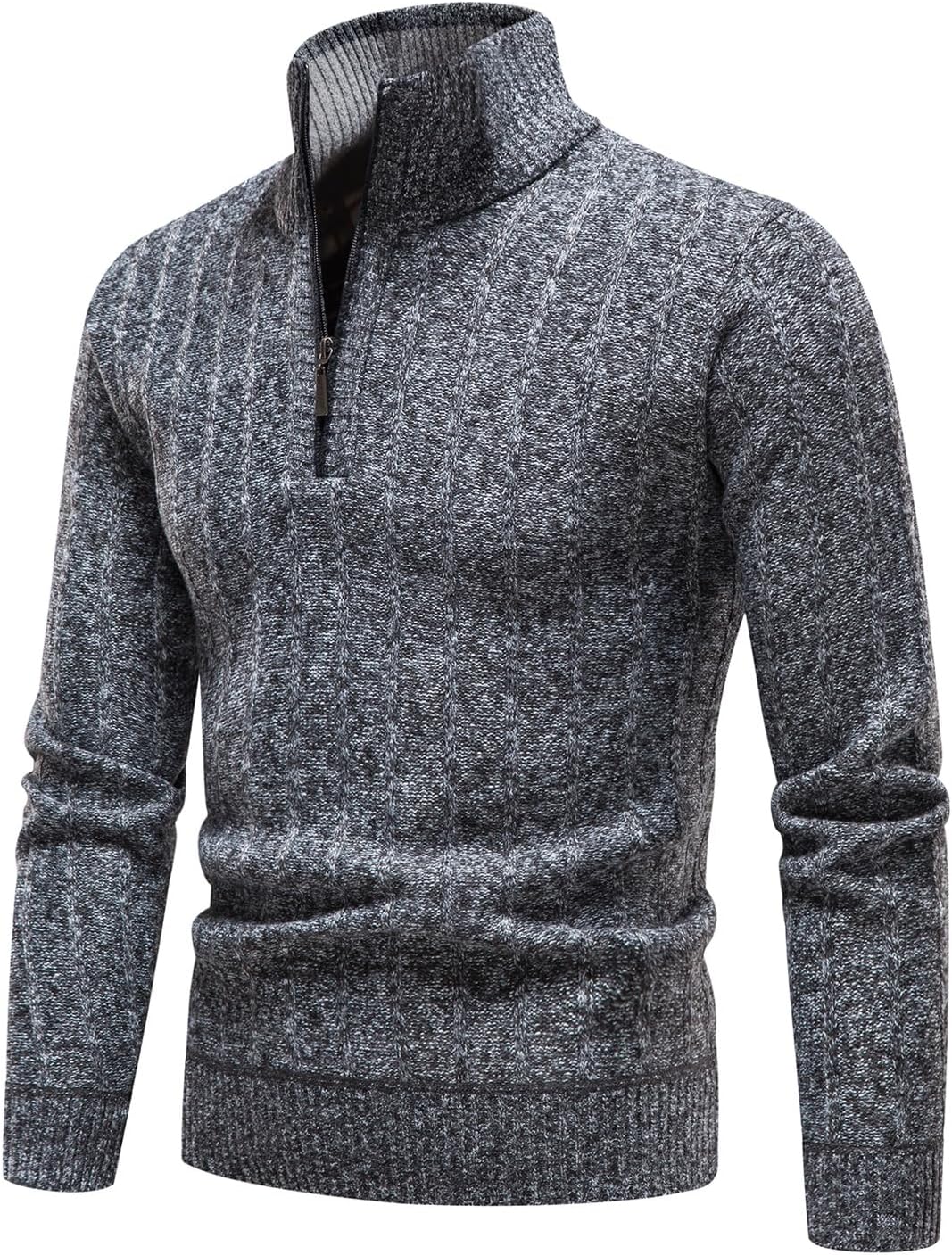 Quarter Zip Sweater Men’s Pullover Sweaters Knit Long Sleeve Sweater Mens