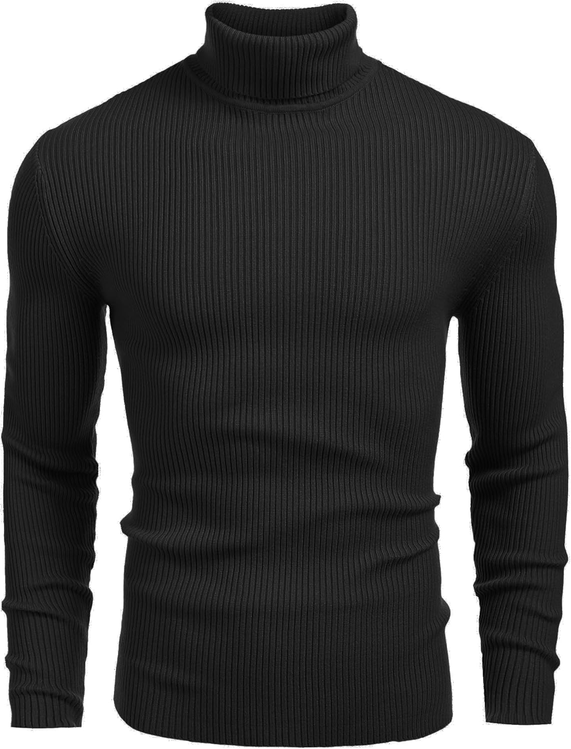 Men’s Ribbed Slim Fit Knitted Pullover Casual Turtleneck Sweater