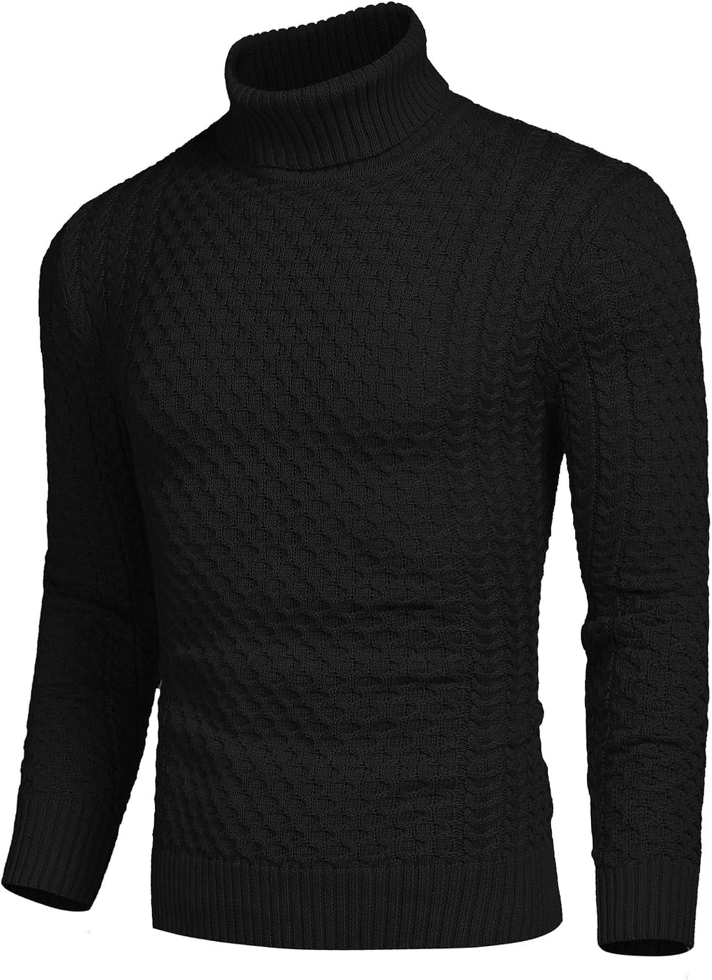 Men’s Slim Fit Turtleneck Sweater Casual Knitted Twisted Pullover Solid Sweaters