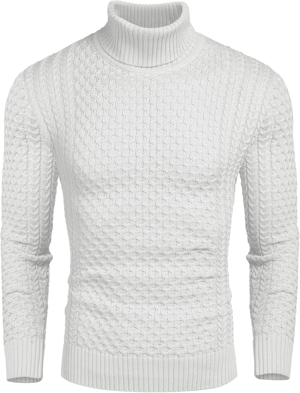 Men’s Slim Fit Turtleneck Sweater Casual Knitted Twisted Pullover Solid Sweaters
