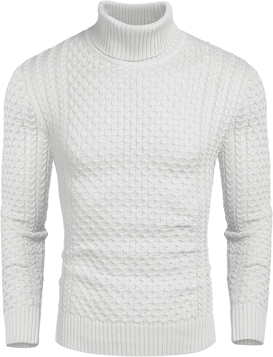 Men’s Slim Fit Turtleneck Sweater Casual Knitted Twisted Pullover Solid Sweaters