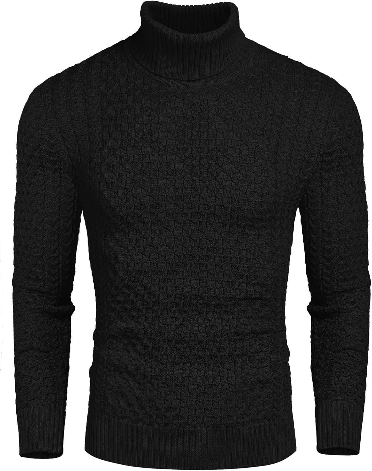 Men’s Slim Fit Turtleneck Sweater Casual Knitted Twisted Pullover Solid Sweaters