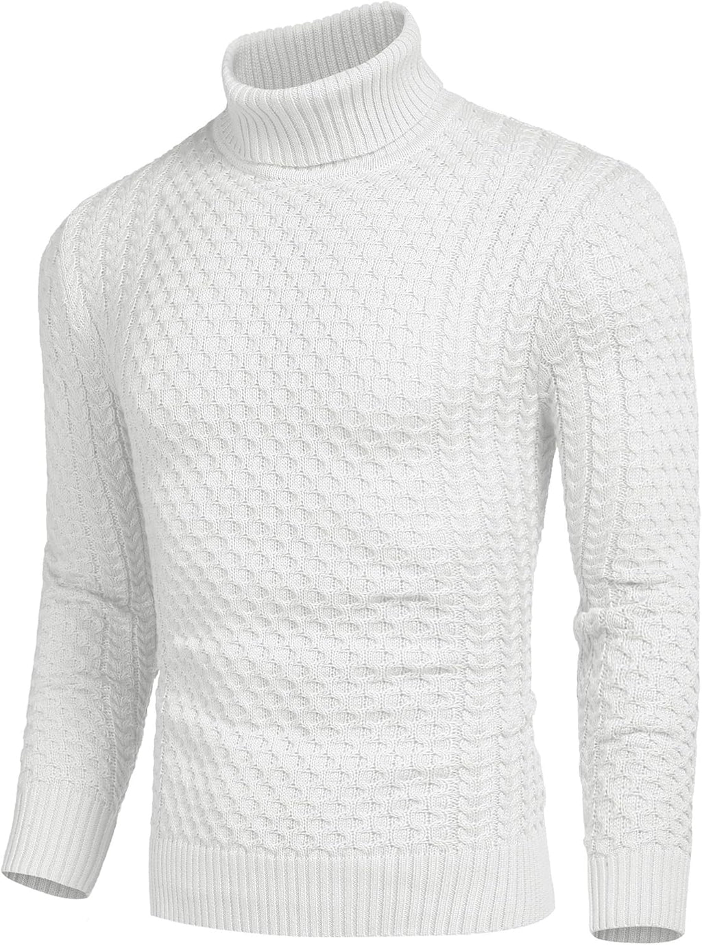 Men’s Slim Fit Turtleneck Sweater Casual Knitted Twisted Pullover Solid Sweaters
